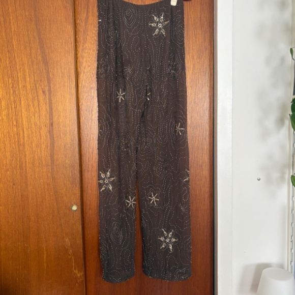 Zara Beaded Sequin Pants - Chocolate - Picture 7 of 8